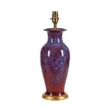 A CHINESE FLAMBE GLAZED PORCELAIN VASE FITTED AS A LAMP, LATE 19TH OR 20TH CENTURY