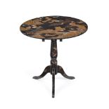 A GEORGE III BLACK JAPANNED AND CHINOISERIE DECORATED TRIPOD TABLE, LATE 18TH OR EARLY 19TH CENTURY