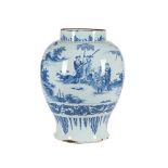 A VERY LARGE DUTCH DELFT BLUE AND WHITE BALUSTER VASE, CIRCA 1700