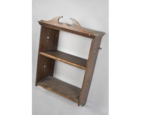 An Edwardian Mahogany Wall Hanging Two Shelf Unit with Pierced Sides, 58cm Wide 