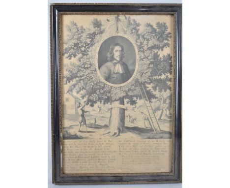 A Hogarth Framed Engraving, The Royall Oake, Featuring a Portrait of William Pendrill, of Boscabel, with 22 Lines of Verse, 2