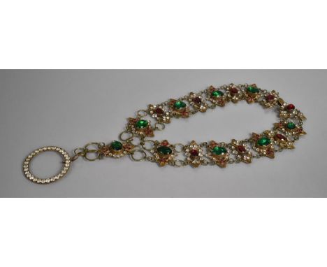 A Vintage Jewelled 'Chain of Office' Style Necklace having Various Paste Stones Set in Gilt Metal Framework. Condition Issues