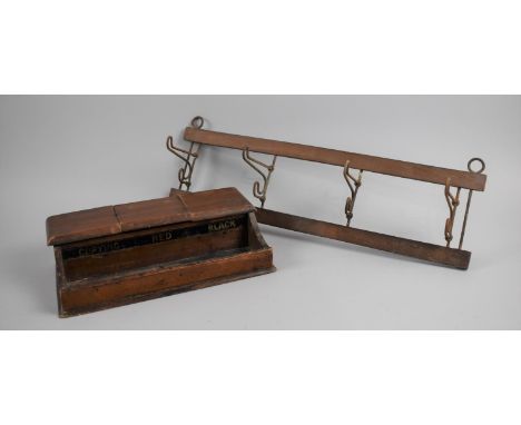 An Edwardian Desk Top Three Section Ink and Pen Stand for Copying, Red and Black Inks together with a Vintage Wall Hanging Fo