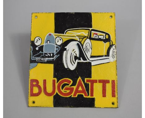 A Modern Cast Metal Bugatti Plaque, 23cms By 26cms 