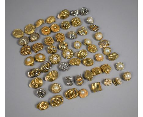 A Large Collection of Various Ladies Vintage Clip on and Omega-Backed Earrings 