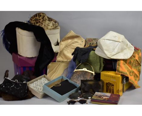 A Collection of Vintage Ladies Hats, Furs, Scarves and bags 