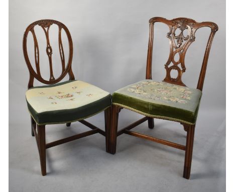 Two 19th Century Tapestry Seated Side Chairs 