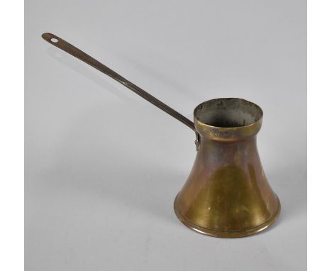 A Vintage Harrods Limited Brass Side Pouring Jug, 12cms Diameter 