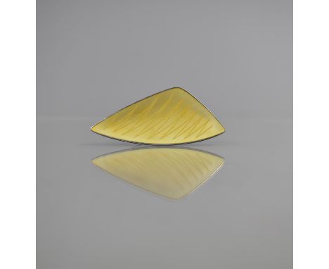 A Danish Silver Brooch Designed by Eigil Jensen for Anton Michelsen, Concave Yellow Enamel Triangular Panel Measuring 71mm Wi