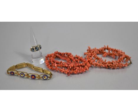 A Collection of Various Vintage Jewellery to include Red Coral Necklace, Jewelled Silver Ring and an Italian Micro Mosaic Sty