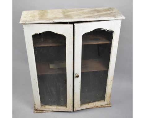 A Vintage White Painted Two Shelf Glazed Bookcase, 74cms Wide 