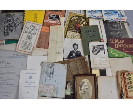 A Collection of Vintage Printed Ephemera to Include Legal Documents, Tourist Guides, Photographs, Postage Stamp Album Etc, al