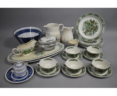 A Collection of Various Ceramics to comprise Part Set of Ridgway Canterbury Dinnerwares to include Jug, Norwegian Studio Pott