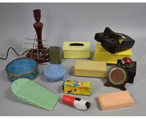 A Collection of Early Plastics to Include Boxes, View Master, Table Lamp Together with Lady Bird Trinket Boxes and Cloisonne 