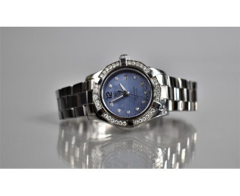 A Tag Heuer 'Aquaracer Lady', Blue Mother of Pearl Dial with 10 Diamond Marker Hour Indicators. Stainless Steel Case with 35 