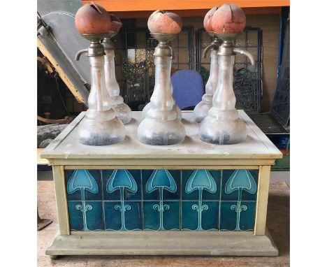 Art Nouveau French Liquor Dispenser & Ice Storage., Approx Measurements: 13 Inches Depth, 18 Inches Length, Height: 19 Inches