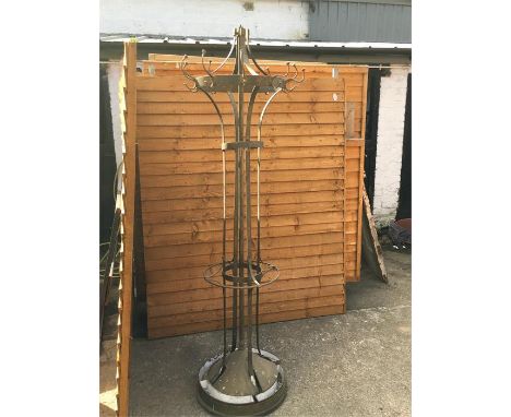 Large German Brass Hat, Coat and Stick Stand, Emilkissling Makers Mark , Approx Measurements:  Height 79 Inches, Width Widest