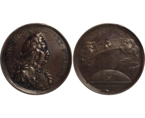 Commemorative Medals, Sweden, Frederick I (1676–1720-1751), his return from Hesse, copper medal, 1731, by Johann Carl Hedling