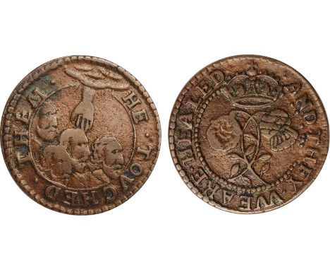 Commemorative Medals, Charles I, the Touching Ceremony, small copper token, c. 1635, HE TOVCHED THEM, hand from heaven reache