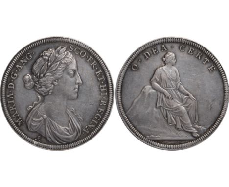 Commemorative Medals, Mary of Modena, Coronation 1685, the official silver medal, by John Roettier, laureate bust r., MARIA. 