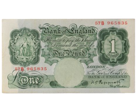 British Banknotes, Bank of England, K. O. Peppiatt, one pound (44): 1934-40 (11); 1940-48 (24); 1948-49 (9), mixed prefixes (