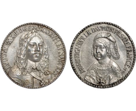 Commemorative Medals, France, Louis XIII (1610-1643) and the Dauphin, the future Louis XIV (1638-1643-1715), cast silver meda