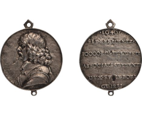 Commemorative Medals, Sir Sydenham Poyntz (1607-1663), Parliamentarian Major-General, silver portrait medal, 1646, by Abraham