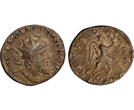 Ancient Coins, Roman Empire, Laelianus (AD 268-269), Æ antoninianus, IMP C LAELIANVS PF AVG, rad. dr. cuir. bust r., rev. VIC