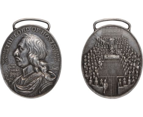 Commemorative Medals, Oliver Cromwell, the Battle of Dunbar, silver award medal, 1650, by Thomas Simon, bust of Oliver Cromwe