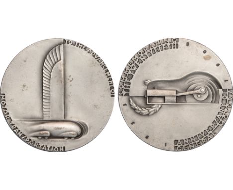 Commemorative Medals, USA, General Motors, 25th Anniversary, silver-plated medal, 1933, by Norman Bel Geddes (1893–1958) and 