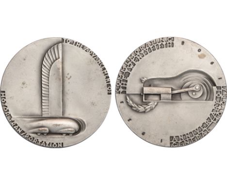 Commemorative Medals, USA, General Motors, 25th Anniversary, silver-plated medal, 1933, by Norman Bel Geddes (1893–1958) and 