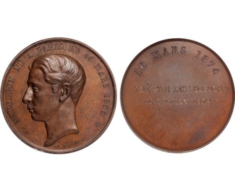 Commemorative Medals, British Empire, Louis Napoléon, Prince Imperial (1856-1879), his Majority celebrated, copper medal, 187