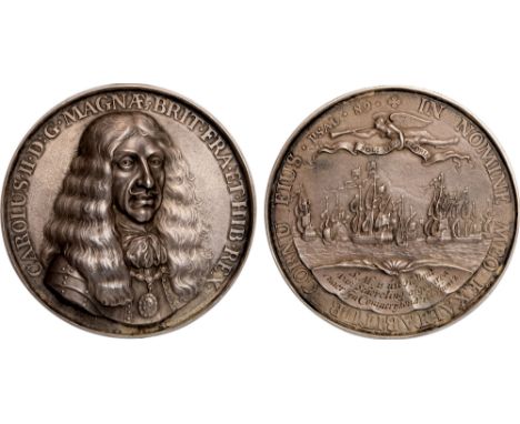 Commemorative Medals, Charles II, The Embarkation at Scheveningen, silver medal, 1660, by Peter van Abeele, bust three-quarte