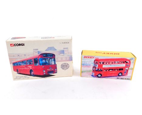 A Dinky Toys Die Cast Routemaster Bus 289, together with a Corgi Midland Red Leyland Leopard 97901, both boxed. (2)