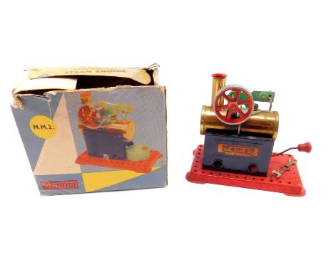 A Mamod steam engine MM2, boxed.