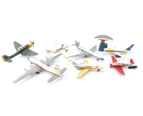 Dinky die cast commercial private and other aeroplanes, including a Britannia Canadian Pacific, Hawker Siddeley 125, Caravell