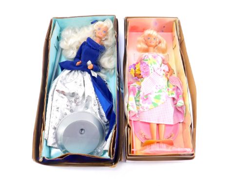 A pair of Mattel Barbie figures, comprising Winter Velvet 15571, and Spring Petals 16746, both boxed.