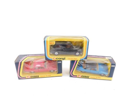 Two Corgi Jaguar die cast models of Jaguar XJ12C, No.286, boxed, one red body the other blue with black top, together with a 