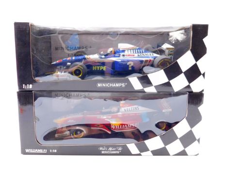 Two Mini Champs die cast models of Formula 1 racing cars, scale 1:18, comprising Williams F1 First Edition Promotional Show C