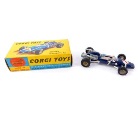 A Corgi die cast Cooper Maserati F/1, blue body No.7, 156, boxed. 