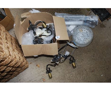 Quantity of metal wall lights, shower light etc.
