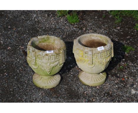 2 x small garden urns, 11" high
