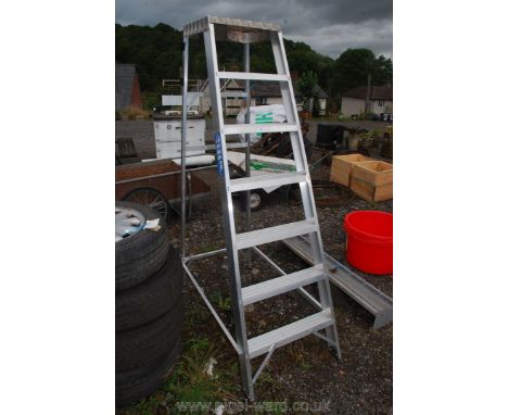 Six rung industrial ladder