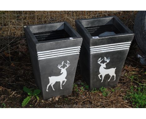 2 x plastic garden planters, 12" square x 18" high