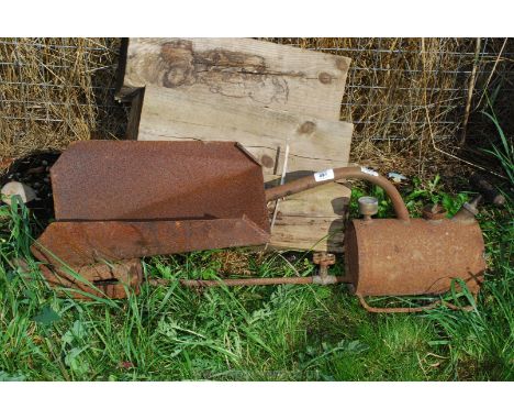 Garden flame gun and wooden blocks