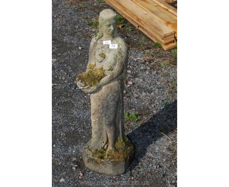 Concrete garden statue of female, 33" high