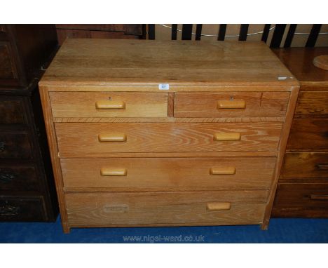 Light oak chest of two short over three drawers, 39'' x 20'' x 31'' high.