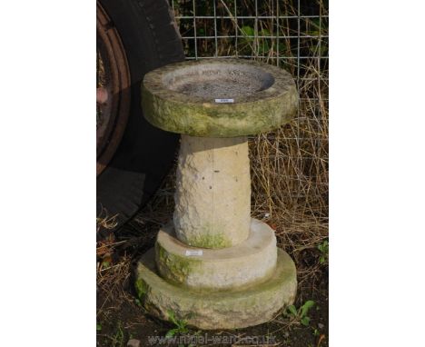 Concrete garden bird bath in three sections