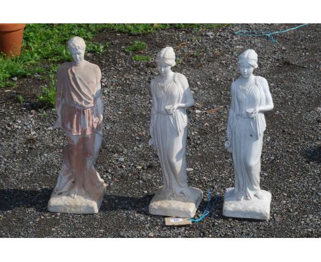 3 x romanesque garden statues, 21" high