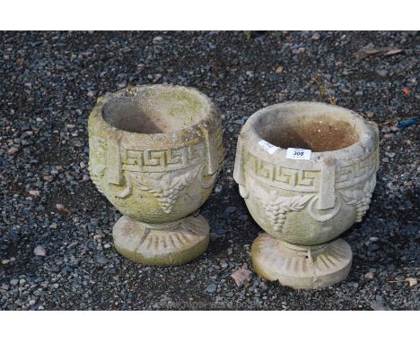 2 x similar small garden urns, 10" high